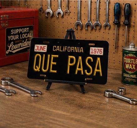“QUE PASA” California Vintage License Plate