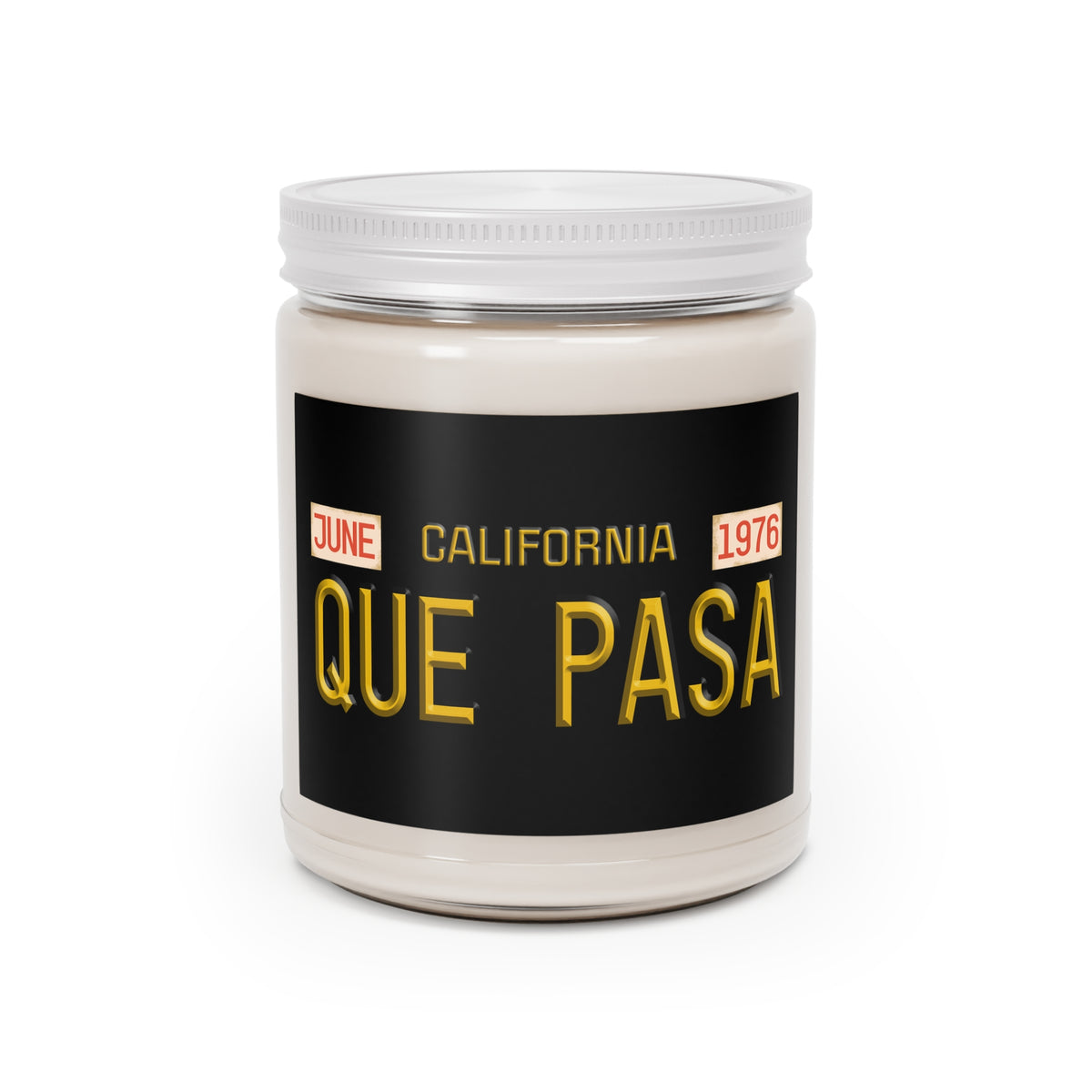 “QUE PASA” CA. Vintage License Plate Soy Candle. 9oz