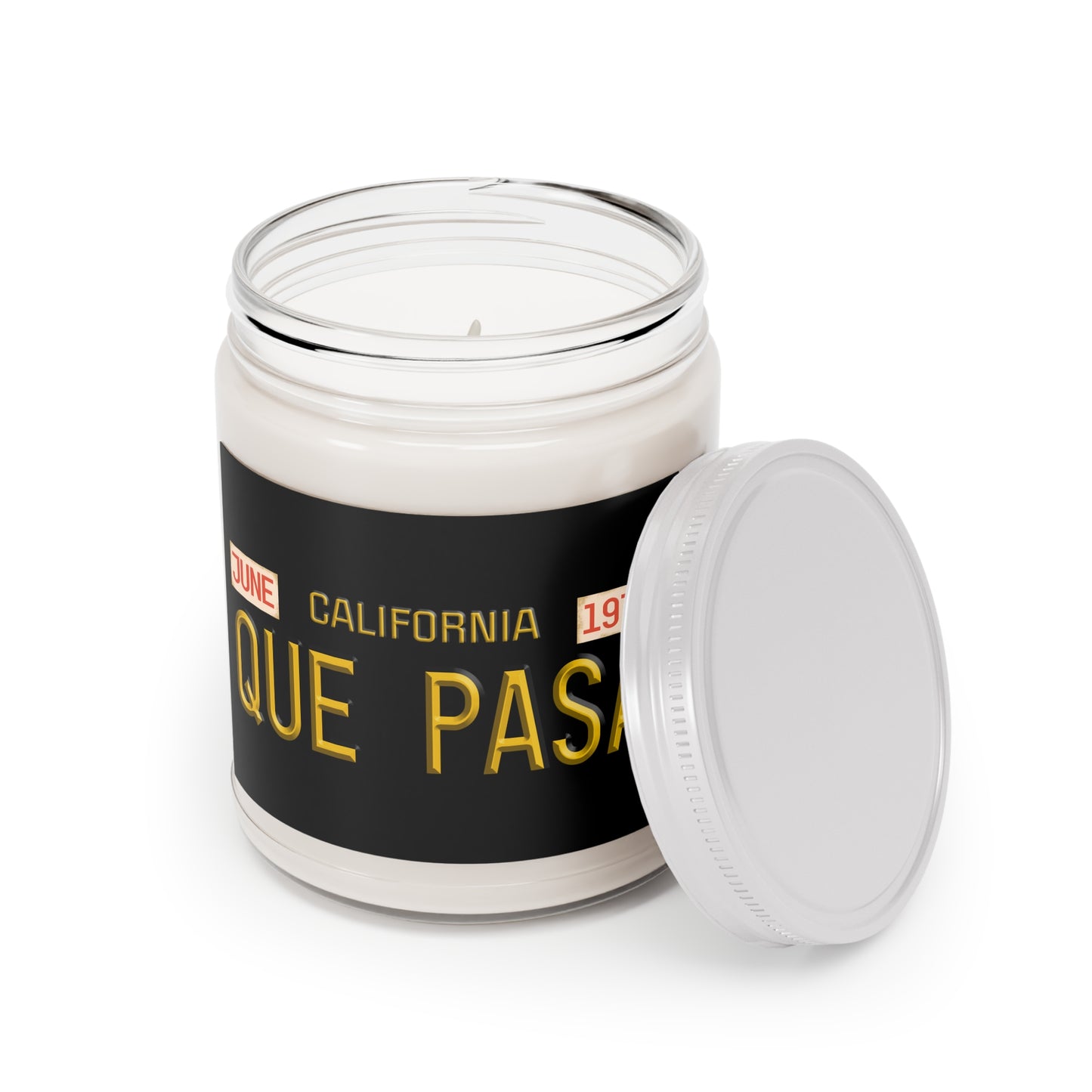 “QUE PASA” CA. Vintage License Plate Soy Candle. 9oz