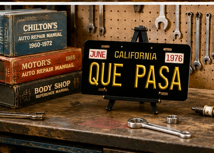 “QUE PASA” California Vintage License Plate