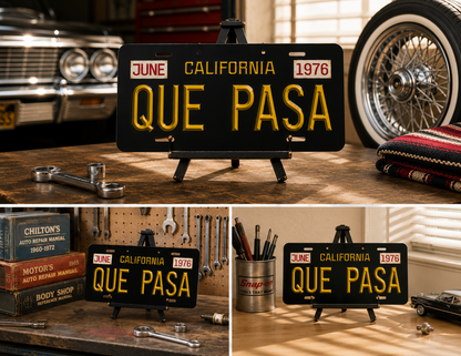 “QUE PASA” California Vintage License Plate