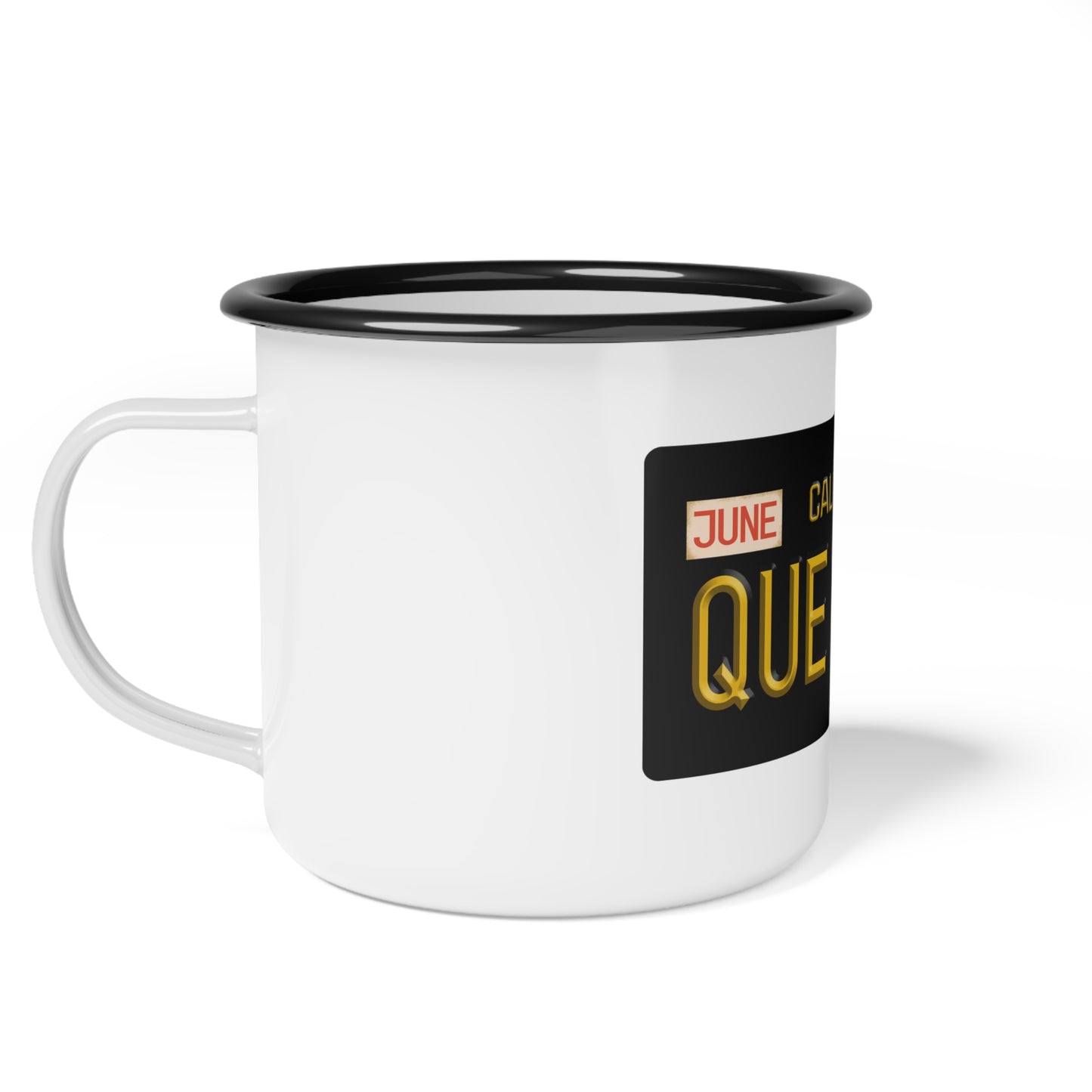 “QUE PASA” Vintage White Enamel Coffee  Cup